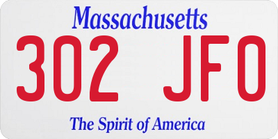 MA license plate 302JF0