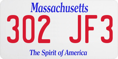 MA license plate 302JF3
