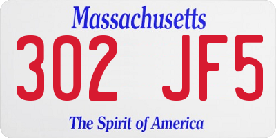 MA license plate 302JF5