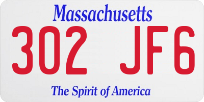 MA license plate 302JF6