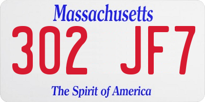 MA license plate 302JF7