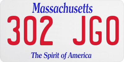 MA license plate 302JG0