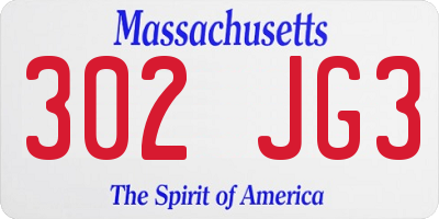 MA license plate 302JG3