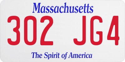 MA license plate 302JG4