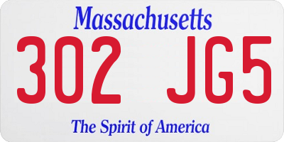 MA license plate 302JG5