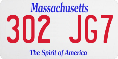 MA license plate 302JG7