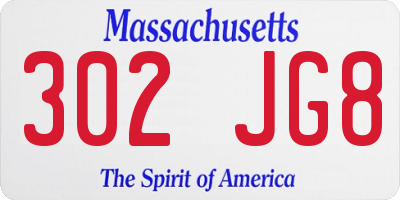 MA license plate 302JG8