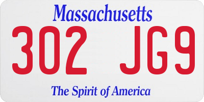 MA license plate 302JG9