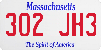 MA license plate 302JH3