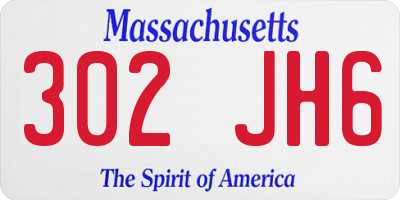 MA license plate 302JH6