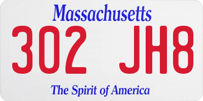 MA license plate 302JH8