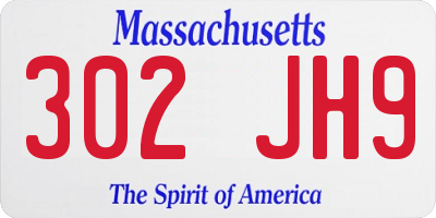 MA license plate 302JH9
