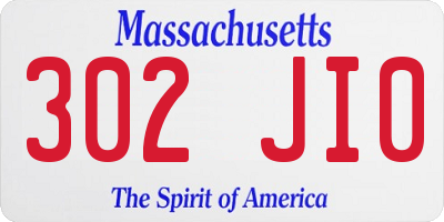 MA license plate 302JI0