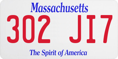 MA license plate 302JI7