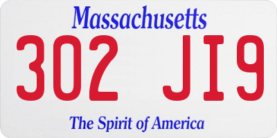 MA license plate 302JI9