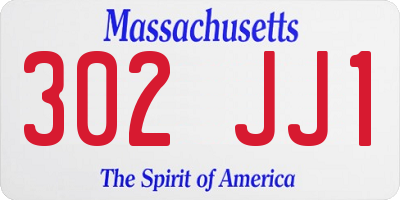 MA license plate 302JJ1