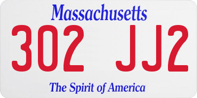 MA license plate 302JJ2