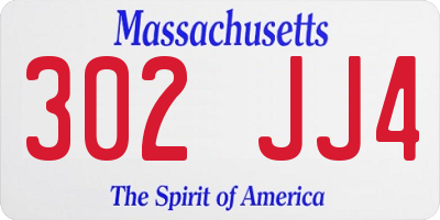 MA license plate 302JJ4