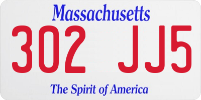 MA license plate 302JJ5