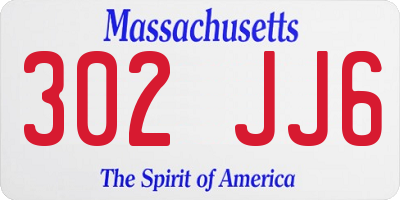 MA license plate 302JJ6