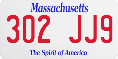 MA license plate 302JJ9