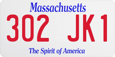 MA license plate 302JK1