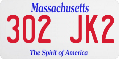 MA license plate 302JK2