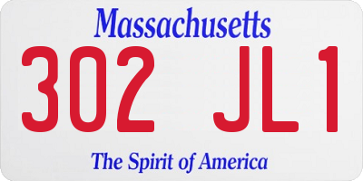 MA license plate 302JL1