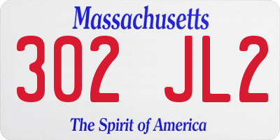 MA license plate 302JL2