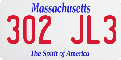 MA license plate 302JL3