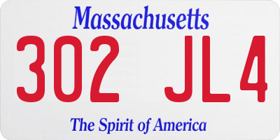 MA license plate 302JL4