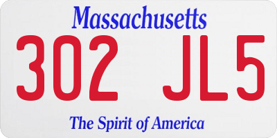 MA license plate 302JL5