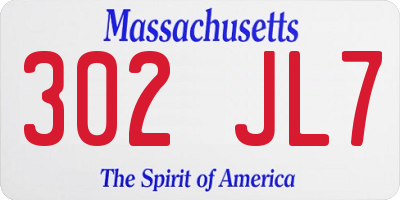 MA license plate 302JL7