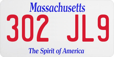MA license plate 302JL9