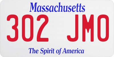 MA license plate 302JM0