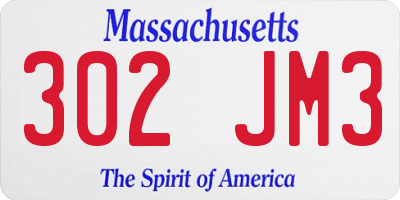 MA license plate 302JM3