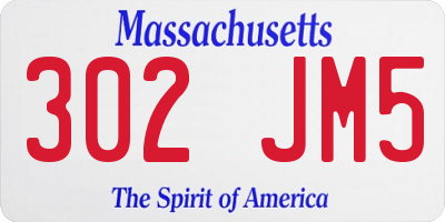 MA license plate 302JM5