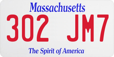 MA license plate 302JM7