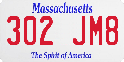 MA license plate 302JM8