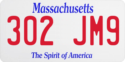 MA license plate 302JM9