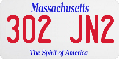 MA license plate 302JN2