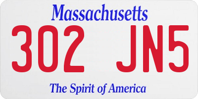 MA license plate 302JN5
