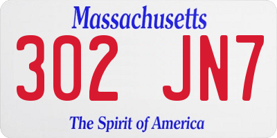 MA license plate 302JN7