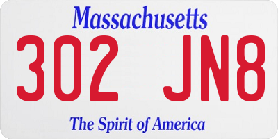 MA license plate 302JN8