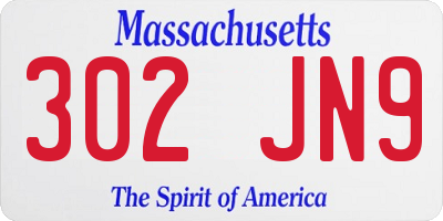 MA license plate 302JN9