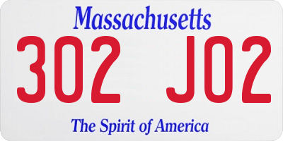 MA license plate 302JO2