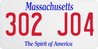 MA license plate 302JO4
