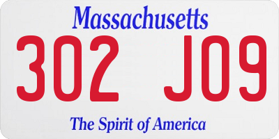 MA license plate 302JO9