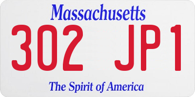 MA license plate 302JP1