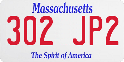 MA license plate 302JP2